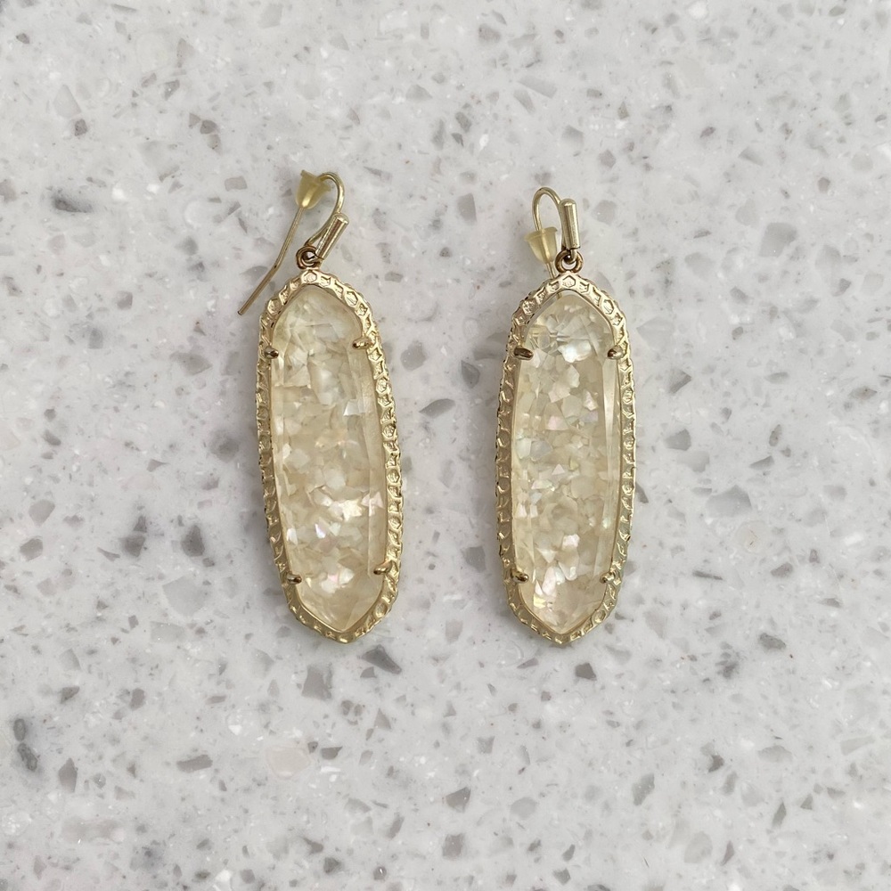 Kendra Scott Gold and Ivory Stone earrings. No box